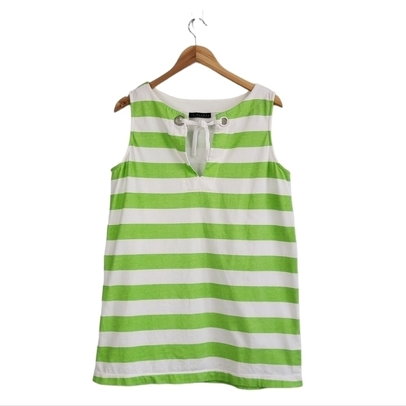 La Blanca by Rob Beattie Miami V-Neck Lime Green Striped Swim Cover Up - Picture 1 of 8